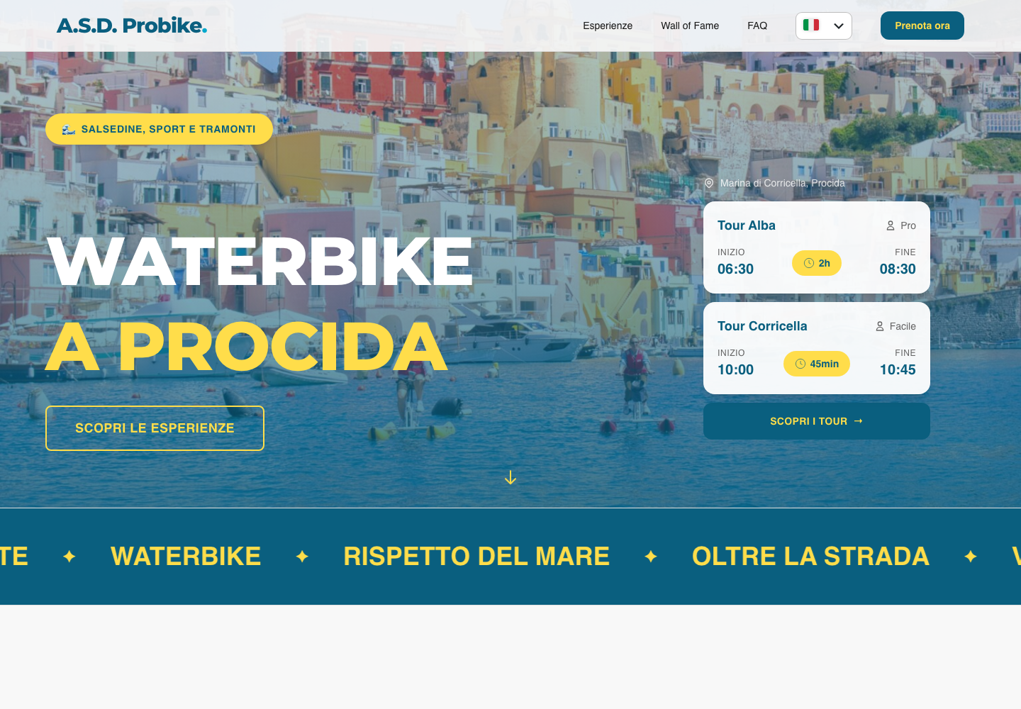 Screenshot home Probike Procida