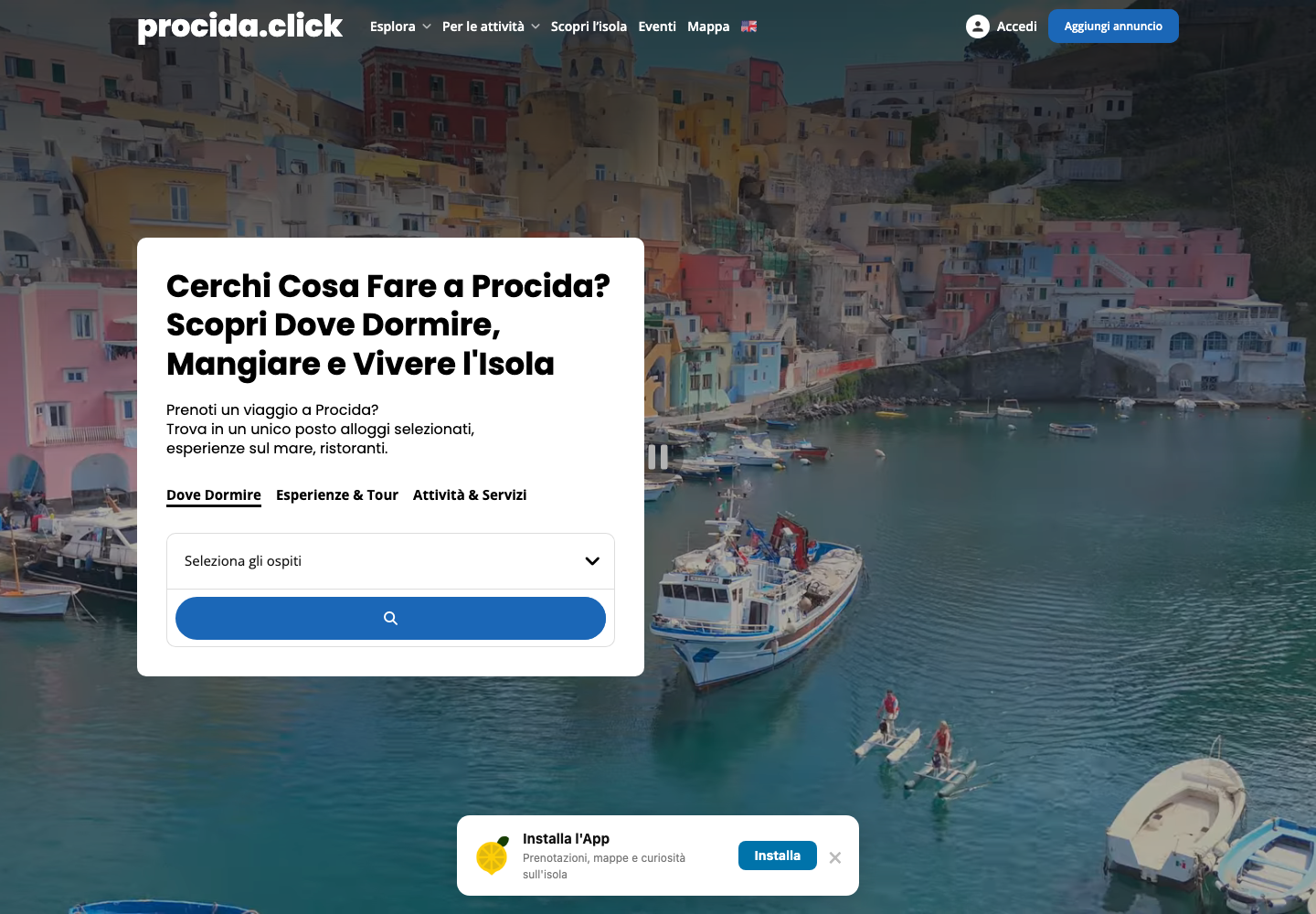 Screenshot home Procida Click