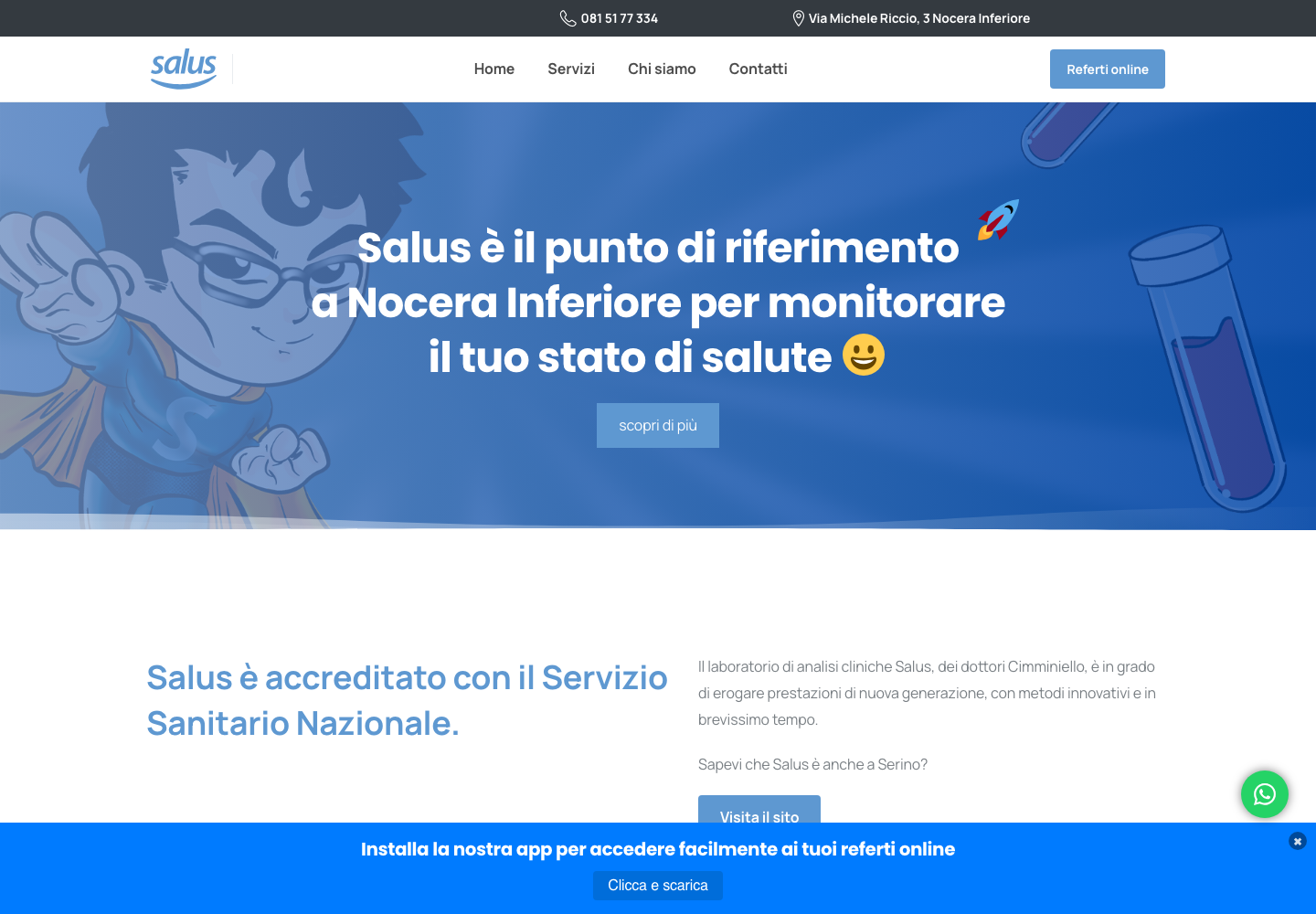 Screenshot home Salus Nocera
